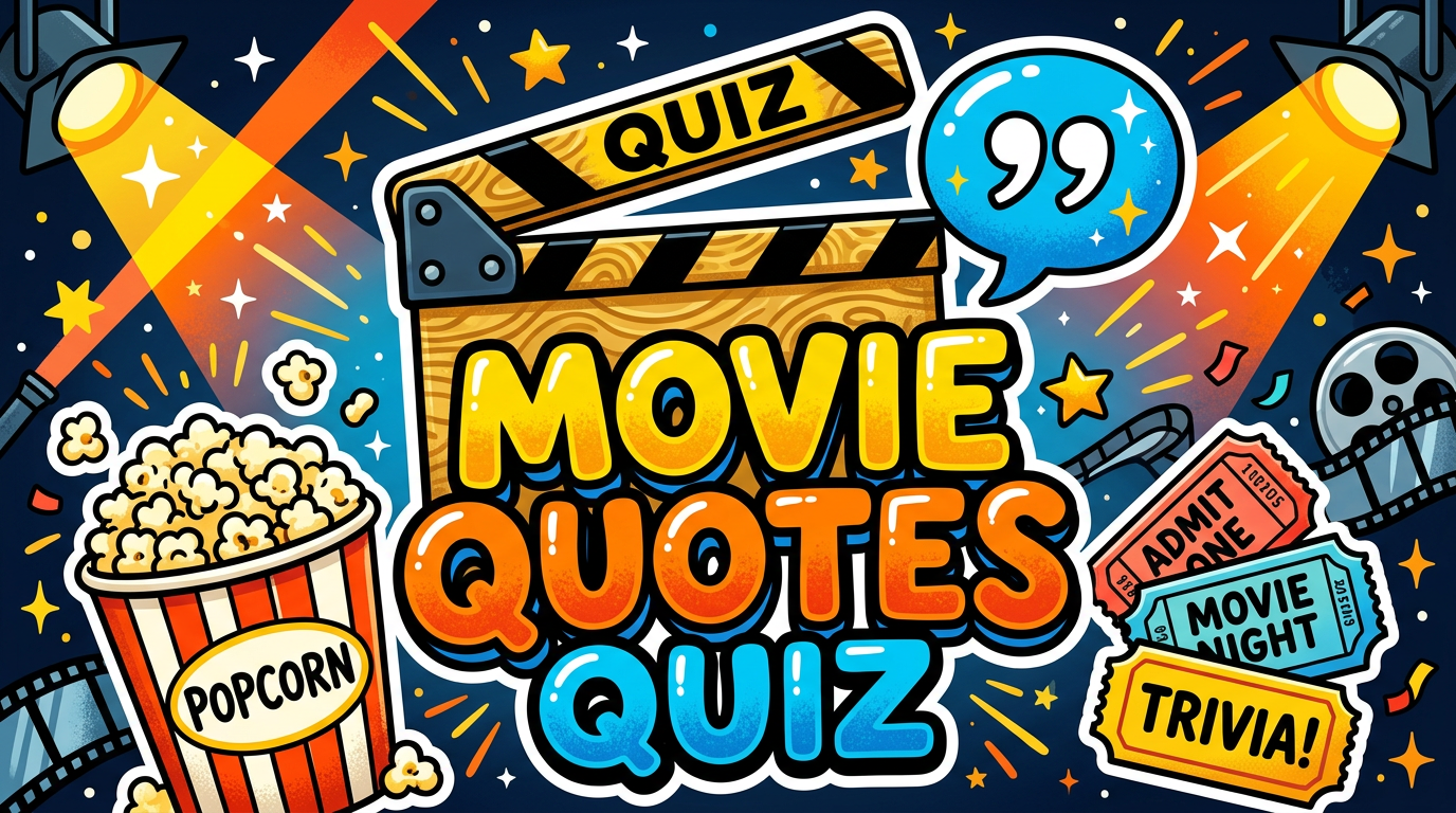 Cinema-themed illustration with speech bubbles, film strip and popcorn